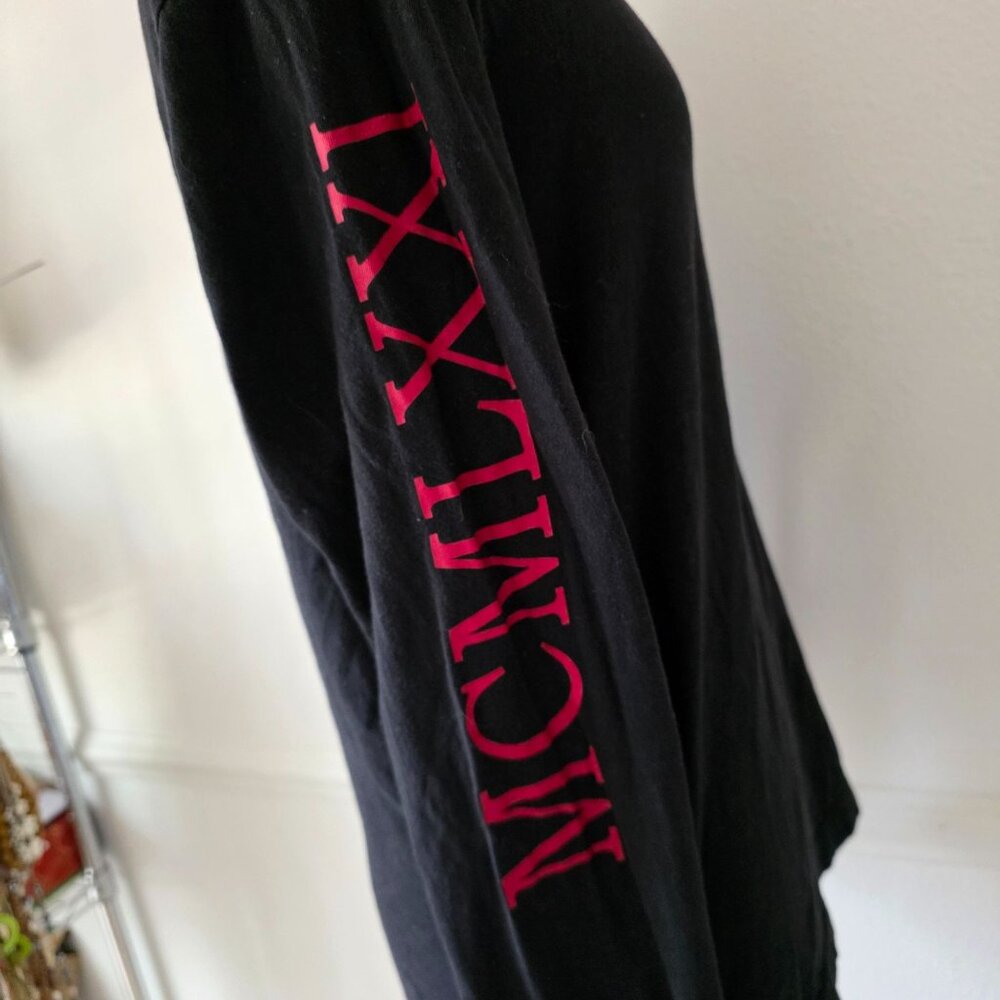 Guess Los Angeles Graphic Devil Face Long Sleeve Black T Shirt Pocket & Sleeve S - Picture 4 of 8
